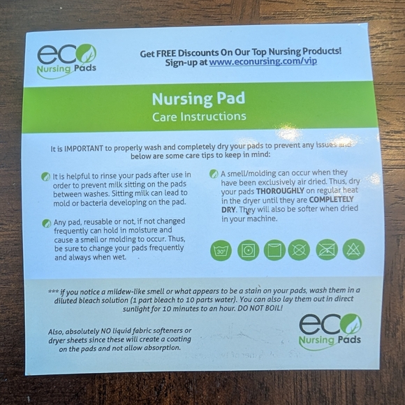 Eco Bamboo Reusable Nursing Pads - Picture 3 of 3